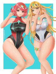 2girls langspower mythra mythra_(xenoblade) nintendo pyra pyra_(xenoblade) tagme xenoblade_(series) xenoblade_chronicles_2