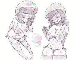 1girls @_@ anthro anthrofied ass breasts breasts female flora_fauna hypno-shroom_(pvz) hypnotic_eyes plant plant_girl plant_humanoid plantie plants_vs._zombies plants_vs_zombies popcap_games pussy saypienx sweat sweating