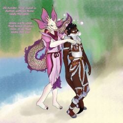 absurd_res bubble caine_latrans_(artist) capcom clothed clothing dialogue dominant dominant_male hi_res huge_filesize hypnosis leviathan_(mh) male male/male mammal mind_control mizutsune monster_hunter mustelid musteline spiral_eyes stoat submissive submissive_male true_musteline weasel