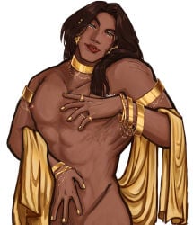 brunette brunette_hair femboy feminine_male greek_mythology jewelry jewelry_only licking_lips makeup nude nude_male nudity paris_(greek_mythology) paris_of_troy seductive seductive_eyes seductive_look seductive_pose seductive_smile tan_skin the_epic_cycle tongue trojan_war twink