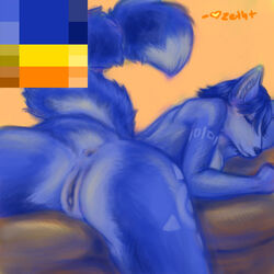 1girls anus ass blue_fur canine female fox furry krystal nintendo pussy sleeping solo star_fox tagme tail zetht