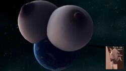16:9 2025 3d 4k absurd_res anthro areola big_breasts breasts breasts_on_planet canid canid_demon canine coriponer demon digital_media_(artwork) earth english_text female fur hellhound helluva_boss hi_res huge_breasts hyper hyper_breasts loona_(helluva_boss) mammal mythological_canine mythological_creature mythology nipples nude planet profanity solo tail text white_body white_fur widescreen