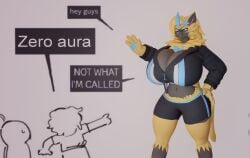 aurora_(nbanoob) big_breasts brainrot breasts cleavage female furry hexipaint huge_breasts meme pokemon pokemon_(species) tagme thick_thighs wide_hips zeraora