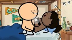 1guy accurate_art_style bald bed black_hair bunk_bed censor_bar censored collage completely_nude_female cyanide_and_happiness dark-skinned_female fake_play_button fake_video female interracial light-skinned_male naked nude pillow play_button straight tagme university
