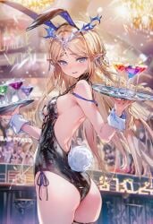 ai_generated alcohol bartender bunny_ears bunny_girl bunny_tail bunnysuit cartethyia_(wuthering_waves) raaicave wuthering_waves