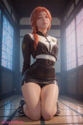 1girls ai_generated clair_obscur:_expedition_33 clothed emp_kimberly female kneeling maelle_(clair_obscur:_expedition_33) short_skirt skirt