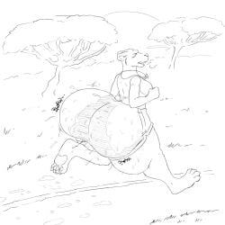 animalympics anthro ass athletic_wear big_butt bodily_fluids bottomwear clothed clothed_anthro clothed_female clothing demonskunk_(artist) exercise exercise_clothing felid female gym_bottomwear gym_shirt gym_shorts gym_topwear hi_res jewelry kit_mambo lion mammal min_(artist) necklace outside pantherine plant running shirt short_story shorts solo sound_effects sweat sweat_on_ass sweaty_armpit sweaty_butt topwear tree