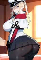 1girls ai_generated ass big_breasts blonde_hair breasts enormous_breasts female female_focus graf_zeppelin_(kantai_collection) grey_eyes hat huge_ass huge_breasts juuicyai kantai_collection large_breasts light-skinned_female long_hair looking_at_viewer looking_pleasured thick_thighs thighs twintails wide_hips