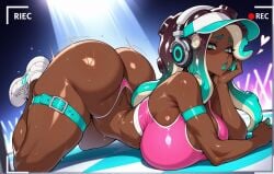 1girls ai_generated ass being_recorded belt_on_leg big_ass big_butt clothing crowd dark-skinned_female dark_skin female hat hourglass_figure huge_ass huge_breasts idol leather_belt lipstick looking_at_viewer looking_back_at_viewer marina_(splatoon) on_chest on_stomach otace pink_sports_bra public rear_view recording round_ass round_breasts shiny shiny_clothes shiny_skin shoes side_view solo solo_female splatoon splatoon_3 sports_bra stage stage_lights sweat sweaty sweaty_body sweaty_butt thick_ass twerking visor_cap