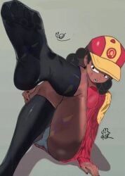 brawl_stars brown_body feet latex_legwear legwear meg_(brawl_stars) panties
