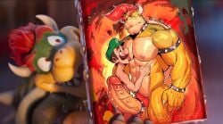 2boys 3d_(artwork) anthro balls big_penis bowser bowser_showing_his_painting clothing digital_drawing_(artwork) digital_media_(artwork) duo egg_concept erection facial_hair furry furry_male furry_only gay genitals hat headgear headgear_only headwear koopa luigi male male/male mammal mario_(series) meme moustache muscular muscular_anthro muscular_male nintendo nipple_fetish nipple_play nipple_suck nipples non-mammal_nipples nude painting penis pubes reptile scalie screencap_edit screencap_redraw slim_male spiked_penis spikes spikes_(anatomy) standing sucking super_mario_galaxy_(2026_film) the_super_mario_galaxy_movie third-party_edit tongue tongue_out turtle vein veiny_penis