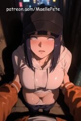 ai_generated beautiful beauty belly breasts cap city city_background clothing cute embarrassed embarrsed_female exposed_breasts eyebrows eyelashes female female_only girl girly hoodie huge_breasts human hyuuga_hinata innocent large_breasts long_hair looking_at_viewer looking_down looking_up love maellepetite male male_pov naked naruto naruto_(series) nude nude_female pants pants_down pose pov pov_eye_contact pussy shy solo urban vagina viewed_from_above