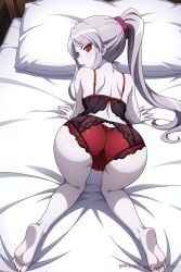 1girls ai_generated ass ass_focus big_ass doggy_style feet foot_fetish from_behind legs_apart lingerie looking_at_viewer overlord_(maruyama) pinku.ai shalltear_bloodfallen underwear