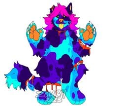 2023 ambiguous_gender anthro blood bodily_fluids candy_gore canid canine canis chowmalgamation claws domestic_dog glitter_(jackrabbit) gore gore_focus hair mammal pawpads paws signature solo sparklefur tongue tongue_out wolf