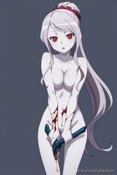 ai_generated blood_stain full_body hourglass_figure innocent overlord_(maruyama) pain pale_skin pinku.ai scratches shalltear_bloodfallen standing vampire wounded