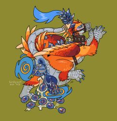 1boy 2025 anthro anus autopenetration balls belly big_anus big_belly birdpaw_(artist) blue_anus blue_claws blue_egg blue_penis blue_tail_tuft blush bodily_fluids bondage bound brown_collar brown_harness claws collar cum cum_drip cuntboy digital_drawing_(artwork) digital_media_(artwork) dragon dripping egg egg_from_vagina egg_laying feathered_dragon feathered_scalie feathers feral folded_wings full-length_portrait full-package_cuntboy genital_fluids genitals green_background green_sclera grey_body grey_scales grey_scutes grey_tail harness herm hermaphrodite hi_res impregnation intersex male male_anthro male_only maleherm masturbation multi_genitalia multicolored_body multicolored_feathers multicolored_wings muzzle_(object) muzzled mythological_creature mythological_scalie mythology non-euclidean_masturbation orange_body orange_feathers orange_wings penetration penis portal portal_autopenetration portal_masturbation portal_penis portrait pregnant pregnant_feral pregnant_intersex pregnant_maleherm pussy raised_leg red_body red_feathers red_wings restraints rope rope_bondage scales scalie scutes self_impregnation simple_background solo swelling tail tail_tied tail_tuft tan_body tan_feathers tan_wings thinking_with_portals tuft wings