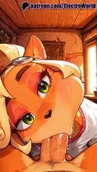 1boy 1girls 2025 ai_generated artist_name blonde_hair blowjob blowjob_face classroom cock coco_bandicoot crash_(series) dick electroworld fellatio female green_eyes hi_res high_quality high_resolution highres indoors licking male oral oral_sex patreon patreon_username penis stable_diffusion straight sucking uncensored watermark