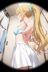 1girls ai_generated changing_room classroom_of_the_elite female female_only karuizawa_kei looking_up panties petite school school_uniform schoolgirl solo spying undressing