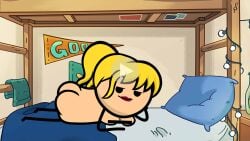 accurate_art_style ass bed big_ass blonde_hair bunk_bed camera_pov camera_view censor_bar censored collage cyanide_and_happiness fake_play_button fake_video female naked nude pillow play_button recording university