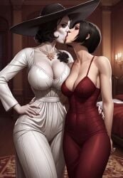 2girls ada_wong ai_generated alcina_dimitrescu animated capcom civitai girls_only hailuoai kissing light-skinned_female mikey-rg97 no_sound resident_evil_8:_village shorter_than_30_seconds tagme vampire_girl video yuri