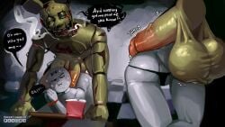 1boy 1boy1girl ambiguous_gender animatronic anon big_penis bondage bound bound_wrists doggy_style doggy_style doggy_style_position dominant_male five_nights_at_freddy's five_nights_at_freddy's_3 fnaf from_behind huge_cock imminent_anal imminent_penetration imminent_sex large_penis maledom monster monster_boy monster_cock monsterfucker monsterfucking orfiarts penis_on_ass precum precum_drip precum_on_penis precum_string size_difference springtrap springtrap_(fnaf) sweat sweatdrop sweating sweaty teratophilia tied tied_hands tied_up veiny_penis