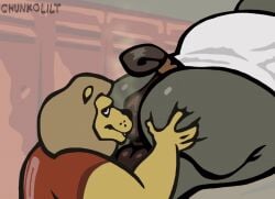 2d_animation anal animated anthro anus ass balls barazoku big_butt bodily_fluids butt_grab chunkolilt closed_eyes coach duo equid equine felid genitals hand_on_butt horse lion live2d locker locker_room male male/male male_only mammal mane motion_tweening musk oral pantherine puffy_anus raised_tail rimming rugby_uniform saliva sex tail tongue