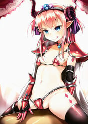 armor bikini cowgirl_position elizabeth_bathory_(brave) fate/grand_order fate_(series) female_on_top flat_chest girl_on_top licking_lips nakatokung petite