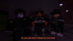1girls 3boys 3d angry antochan clothed_male comic comic_page dialogue english_text faceless female male offscreen_character roblox robloxian tagme text
