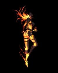 1girls armor ass breasts elemental_creature female fire flame noroque scantily_clad