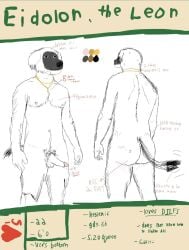 anthro asackofsand body_hair canid canine canis chain_necklace chains domestic_dog ear_tuft eidolon_the_leon fur genitals happy_trail hi_res jewelry leonberger male mammal model_sheet molosser mountain_dog multicolored_body multicolored_fur necklace nipples nude pecs penis pubes simple_background solo standing tail tail_motion tailwag tuft two_tone_body two_tone_fur
