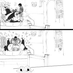 anal anthro bear belly bepo_(one_piece) clothed clothing crossdressing duo food from_front_position hi_res human maid_uniform male male/male male_only male_penetrated male_penetrating male_penetrating_male mammal mating_press nekokat42 nude one_piece onigiri overweight penetration polar_bear rice sex size_difference small_dom_big_sub trafalgar_law uniform ursine