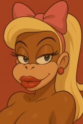 1girls ai_generated candy_kong close-up donkey_kong_(series) female kong looking_at_viewer monkey nintendo rareware