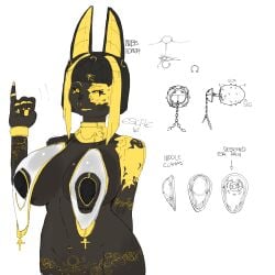ankh anthro anubian_jackal anubis anubis_(bom39) ass black_body black_hair bob_cut bom39 bottomless bottomless_anthro breasts breasts buttplug earrings ears_up egyptian egyptian_female escale eye_of_horus female female female_focus female_only furry furry_ears furry_female furry_only gold_earrings gold_jewelry golden_eyes hips hips_wider_than_shoulders huge_ass huge_breasts huge_butt massive_breasts massive_buttplug nipple_bulge nipple_clamps nipple_covers simple_background simple_coloring simple_shading skimpy skimpy_outfit thick_ass thick_hips thick_thighs thighs topwear womb_tattoo yellow_eyes
