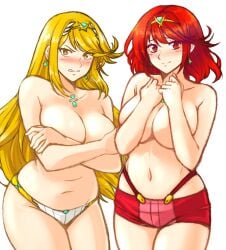 2girls mythra mythra_(xenoblade) nintendo pyra pyra_(xenoblade) tagme tridisart xenoblade_(series) xenoblade_chronicles_2