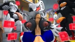 3d_(artwork) adam_(juicyducksfm) anthro balls big_balls big_breasts big_penis bodily_fluids bodysuit breast_play breasts canid canine canis city city_background city_destruction clothing cube_(object) cum cum_on_body cum_on_breasts destruction digital_media_(artwork) eulipotyphlan female first_person_view flying footwear genital_fluids genitals group growling half-erect hedgehog hi_res infinite infinite_(sonic) jackal juicyducksfm levitation looking_at_another looking_at_viewer male male/female mammal mask muscular muscular_male nude penis rule_63 sega sex shadow_the_hedgehog shoes skinsuit sonic_(series) sonic_forces sonic_the_hedgehog sonic_the_hedgehog_(series) source_filmmaker_(artwork) tight_clothing titjob torn_clothing wearing_mask wolf