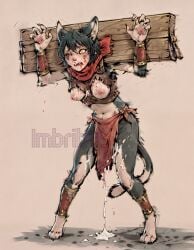 after_rape after_sex ai_generated captured captured_heroine cat_girl defeated defeated_heroine dungeon_meshi imbribus izutsumi izutsumi_(delicious_in_dungeon) rape restrained sex_slave solo_female solo_focus stocks