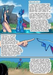anthro bakuhaku bat_girl black_sclera blue_fur blue_hair comic_page furry futanari intersex kinky_fridays photo photo_(object) sapphire_safari swimsuit text