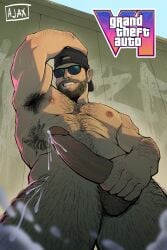 1boy 1male 1man ajaxisdead armpits bara big_balls big_penis body_hair cum cum_drip cum_dripping cum_dripping_from_penis erection gay grand_theft_auto_vi hairy hairy_armpits hairy_balls hairy_chest hairy_legs hairy_male huge_balls huge_cock jason_(gta) jason_duval looking_at_viewer looking_down low-angle_view male male_focus male_only muscles muscular muscular_male penis pov rockstar_games smile solo solo_male veins veiny_cock veiny_penis