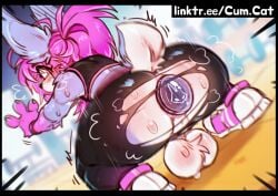 anal anal_sex anthro anus ass athletic_wear balls big_butt blush bodily_fluids bottomwear buttplug clothed clothing cum.cat digital_media_(artwork) femboy footwear fur genital_fluids genitals gym gym_bottomwear hair looking_at_viewer looking_back male mammal nude object_in_ass penetration plug_(sex_toy) presenting presenting_anus presenting_hindquarters sex_toy sex_toy_in_ass sex_toy_insertion shoes simple_background sneakers solo tail tearing_clothing text topwear torn_clothing transparent_buttplug transparent_sex_toy