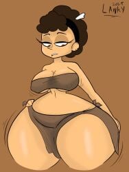 ass_bigger_than_torso big_breasts blue_eyes breasts breasts_bigger_than_head brown_eyes brown_hair female hands_on_hips huge_ass jh20001233 milf nipples_visible_through_clothing primitive tan-skinned_female tan_skin thick_thighs tribal tribal_female wide_hips