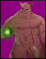 1boy balls dc flaccid foreskin green_lantern kilowog male male_only muscular nude penis solo uncut