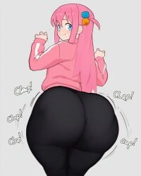 ai_generated ai_text blue_eyes bocchi_the_rock! delete dyed-hair dyed_hair english_text fully_clothed gotou_hitori hair hair_accessory hitori_bocchi not_porn one_female pink_hair shaking shaking_ass shaking_butt solo solo_female tagme