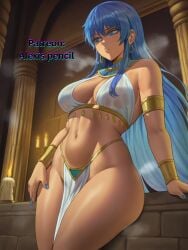 ai_generated alexispencil blue_eyes blue_hair blue_nails khun_maschenny_jahad nail_polish painted_nails tagme taller_female tower_of_god