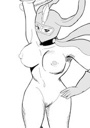 1girls artist_request breasts curvaceous female female_only gloves greyscale human kekko_kamen kekko_kamen_(character) large_breasts mask monochrome nipples nude scarf solo superheroine tagme