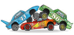 3boys anal anal_penetration anal_sex cars_(film) chick_hicks disney gay lightning_mcqueen living_machine looking_pleasured male male_only oral oral_penetration oral_sex penis pixar simple_background strip_weathers tailpipe_penetration vehicle white_background yaoi