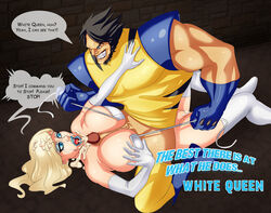 begging_to_stop breasts cum cum_on_face cumshot dialogue emma_frost facial female human james_howlett large_breasts male marvel mutant paizuri rape runny_makeup sketchybehaviour speech_bubble straight text white_queen wolverine_(x-men) x-men