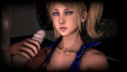 3d animated blonde_hair blue_eyes cheerleader fellatio female hair human juliet_starling lewis_legend lollipop_chainsaw male oral penis source_filmmaker straight wink