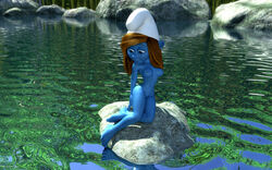blue_skin kondaspeter nipples outdoors smurfette tagme the_smurfs