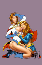 2girls dc deberzer dual_persona female mcreator multiple_girls power_girl selfcest supergirl superman_(series) yuri