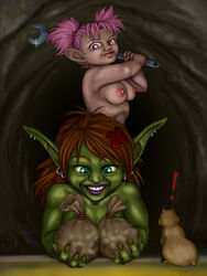 female gnome gnome_(warcraft) goblin goblin_(warcraft) goblin_female green_skin humanoid pale_skin tagme tuhis world_of_warcraft